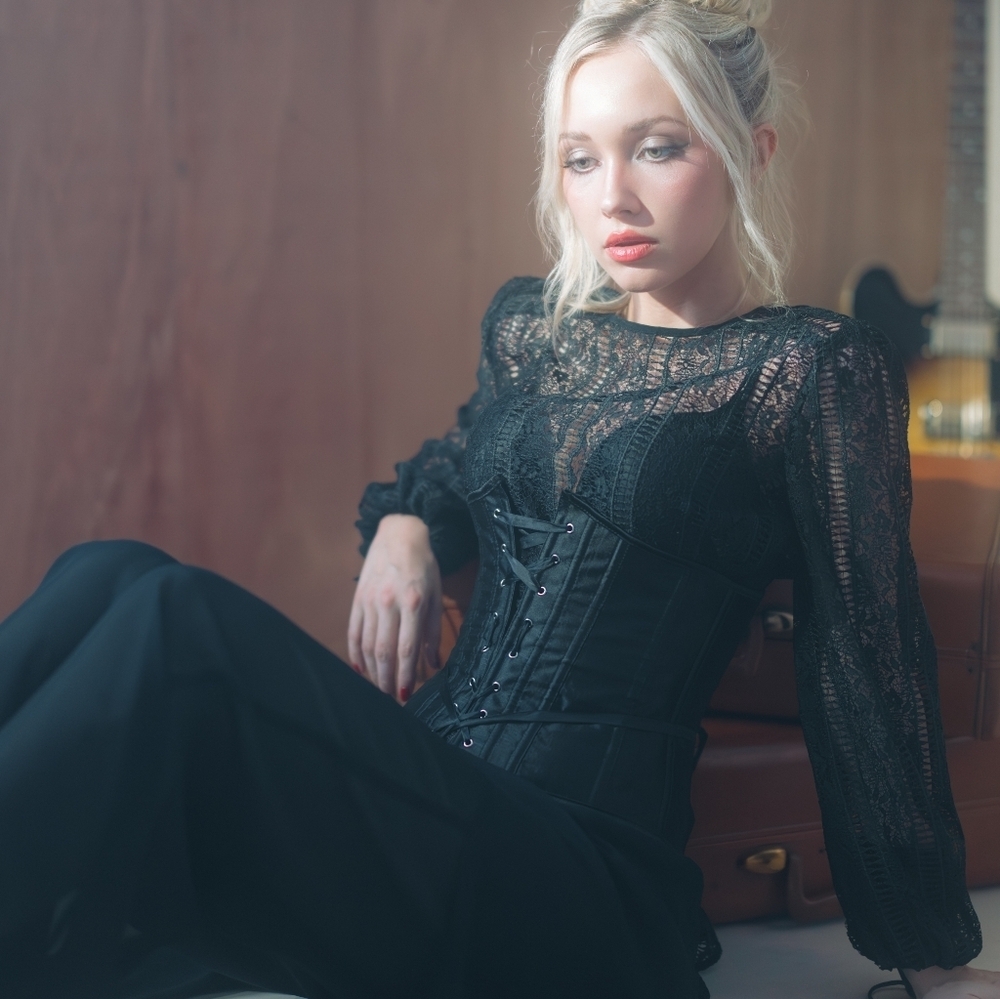 Women's Corset Black M adjustable boning victorian punk gothic romantic sexy